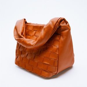 Zara Woven Leather Bucket Bag like Bottega Veneta